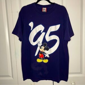 Vintage Disney Designs Mickey Mouse 95 Small/Medium T-Shirt Blue USA Walt Disney